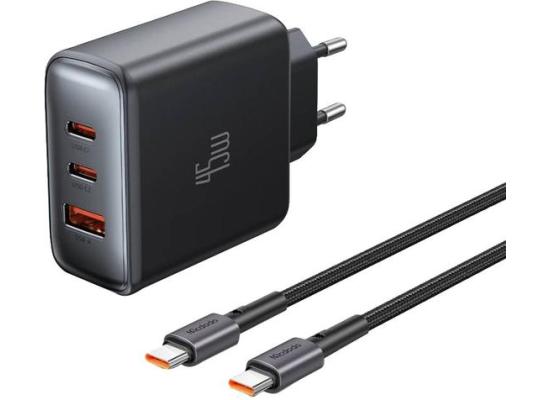 Mcdodo CH-4861 Fast Wall Charger 45W 3-Port Output, with Type-C Cable - Black
